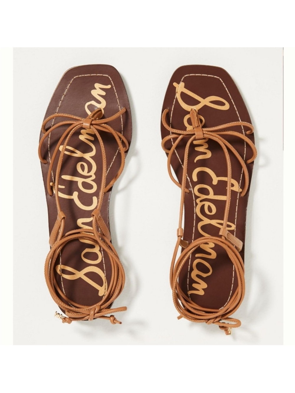 Sam Edelman Amy Brown and Tan Lace-Up Square-Toe Sandals NWT never worn